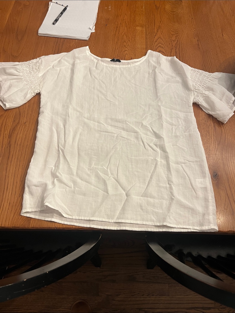White Short-Sleeve Linen Shirt
